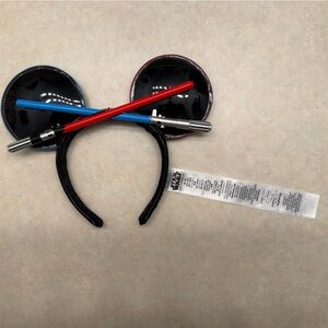 Walt Disney World Star Wars Black Headband with Red and Blue Sabers